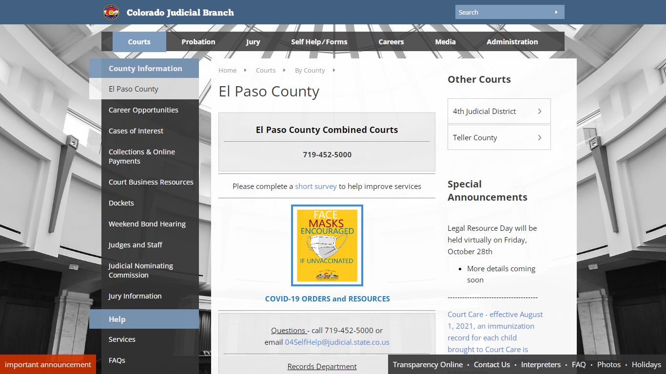 Colorado Judicial Branch - El Paso County - Homepage